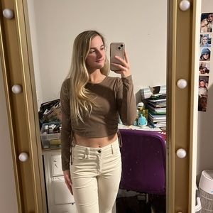 Long sleeve cropped tee with ties on the sides